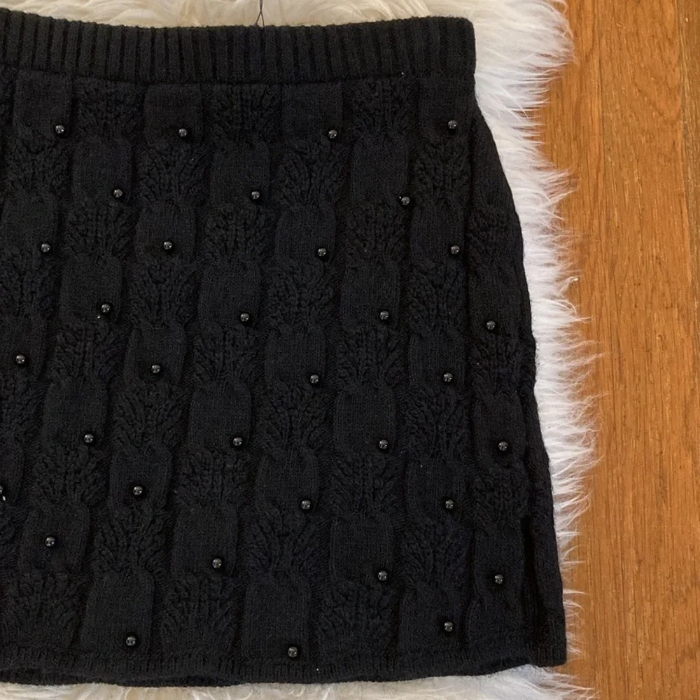 Zara Pearl Detail Cable Knit Mini Skirt